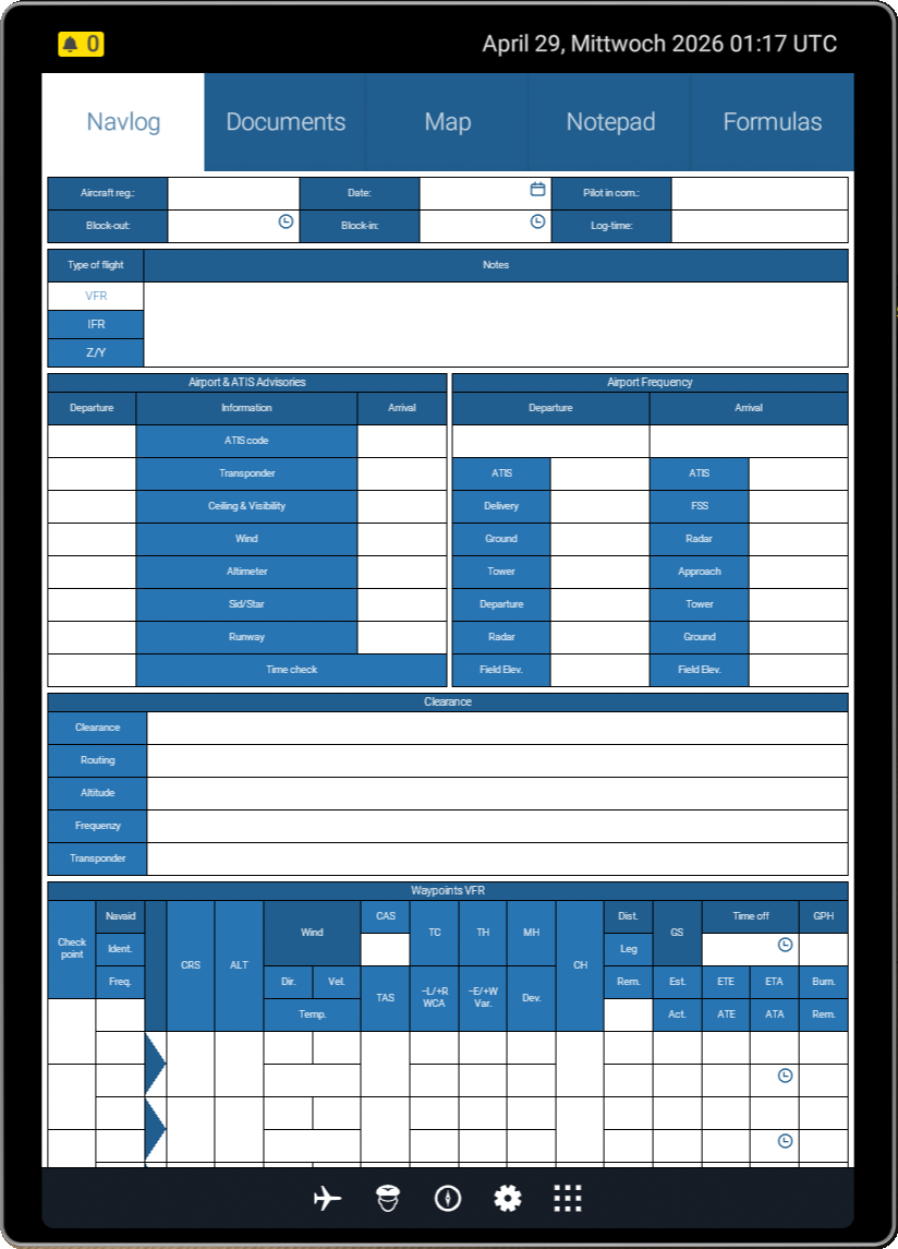 Navigation log Screenshot