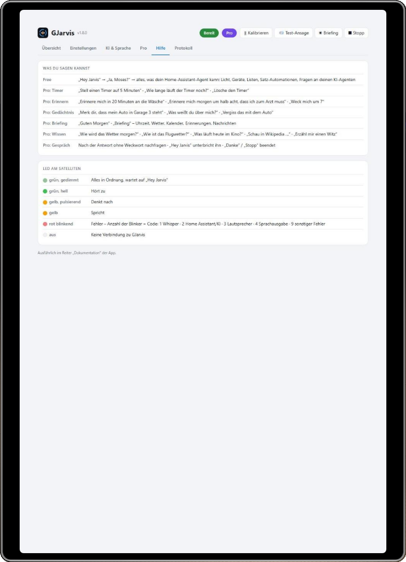 GJarvis auf dem Tablet